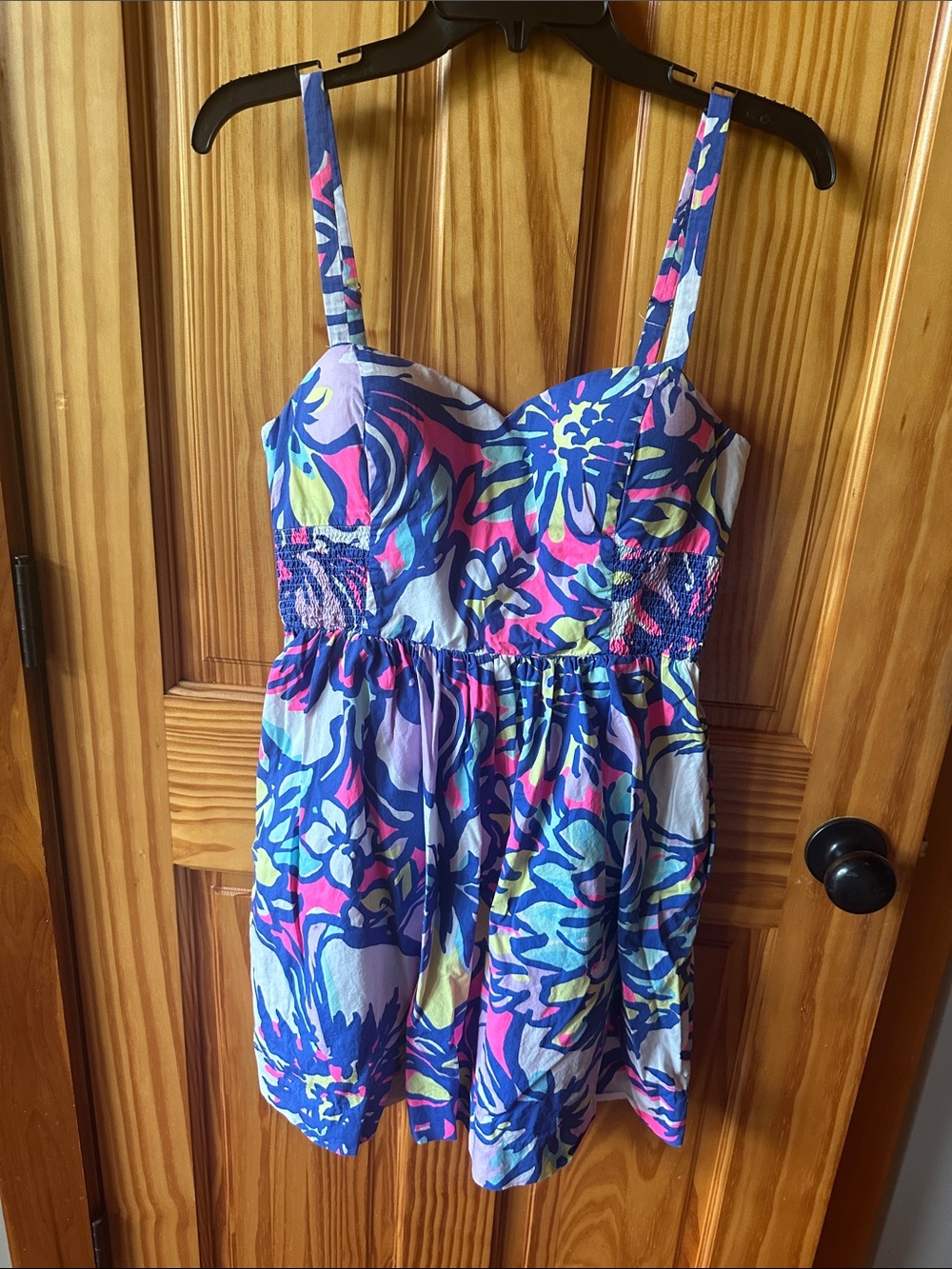 Floral Sweetheart Sundress in Blue, Pink & Lime Size 8